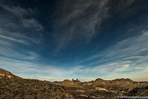 Mountains and desert at sunset