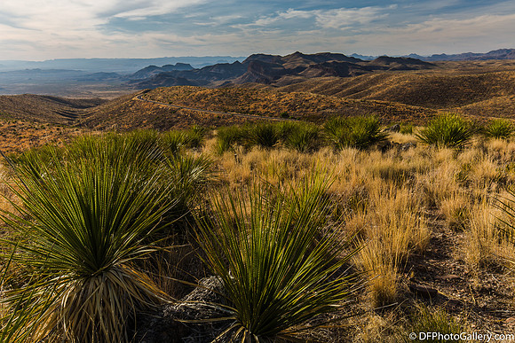 Mountains and desert at sunset