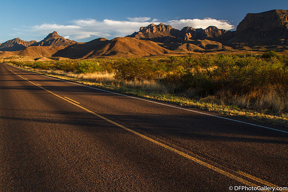 Mountains and desert at sunset