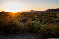 Mountains and desert at sunset