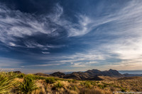 Mountains and desert at sunset