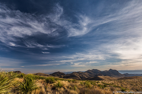 Mountains and desert at sunset