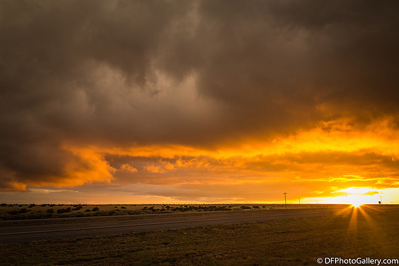 Sunrise along I40 in New Mexico.